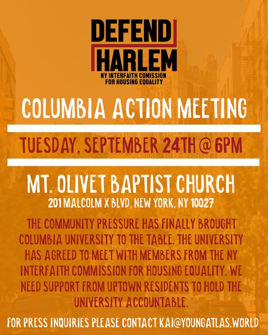 Columbia University Action Meeting with the InterFaith Comission for Housing Equality